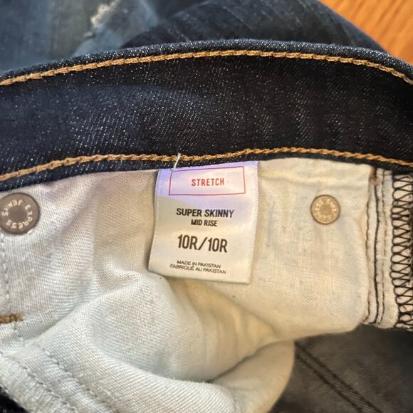 Express Super Skinny Mid Rise Jeans Womens 10R Dark Wash Stretch Denim Casual - Picture 5 of 11